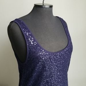 Navy blue sequin tank top